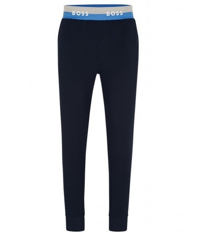 BOSS Men's Cotton-Blend Logo Waistband Tracksuit Bottoms Blue $66.56 Pants