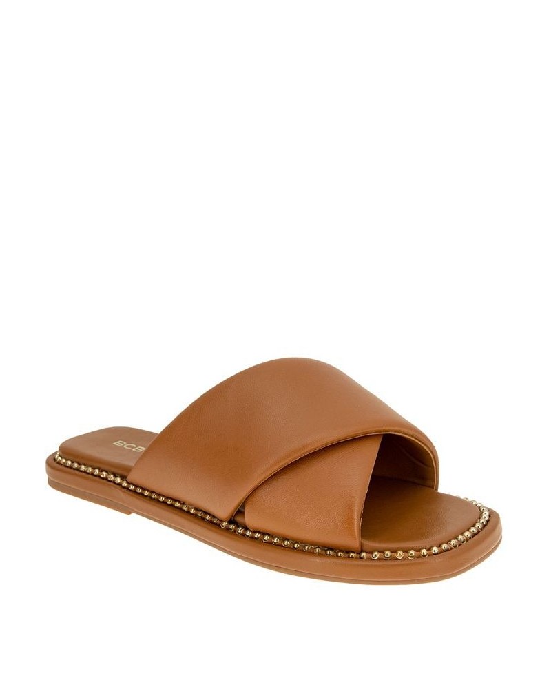 Women's Tabby Flat Sandal Brown $42.57 Shoes