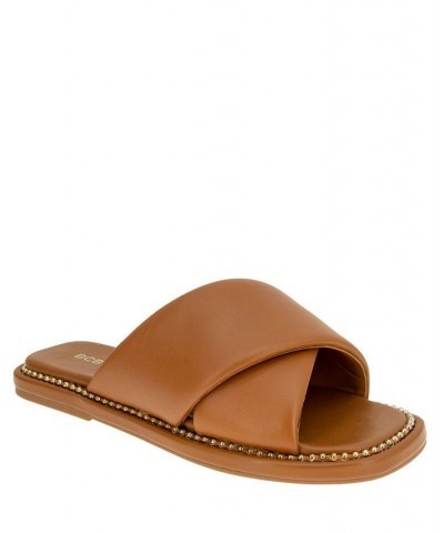 Women's Tabby Flat Sandal Brown $42.57 Shoes