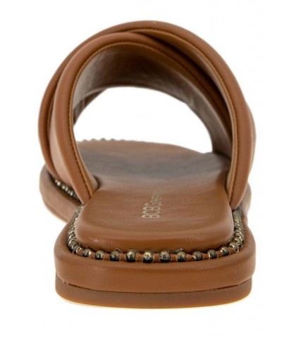 Women's Tabby Flat Sandal Brown $42.57 Shoes