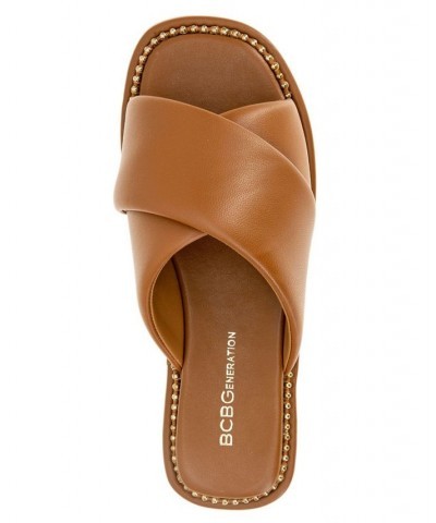 Women's Tabby Flat Sandal Brown $42.57 Shoes