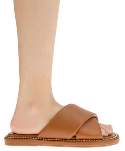 Women's Tabby Flat Sandal Brown $42.57 Shoes