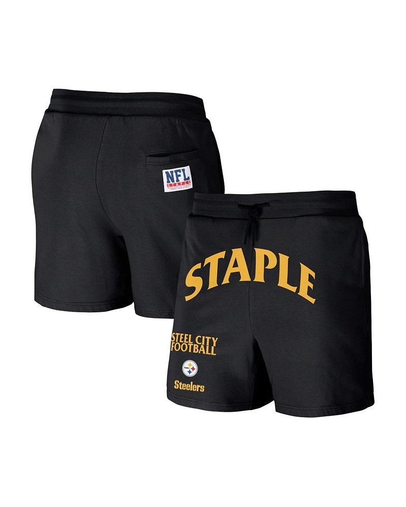 Men's NFL X Staple Black Pittsburgh Steelers New Age Throwback Vintage-Like Wash Fleece Short $29.14 Shorts