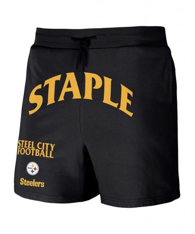 Men's NFL X Staple Black Pittsburgh Steelers New Age Throwback Vintage-Like Wash Fleece Short $29.14 Shorts