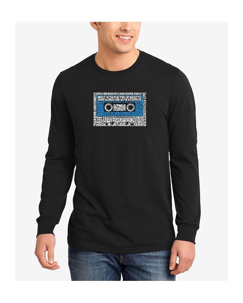 Men's 80s One Hit Wonders Word Art Long Sleeves T-shirt Black $21.59 T-Shirts