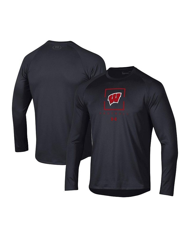 Men's Black Wisconsin Badgers Football Raglan Long Sleeve T-shirt $28.04 T-Shirts