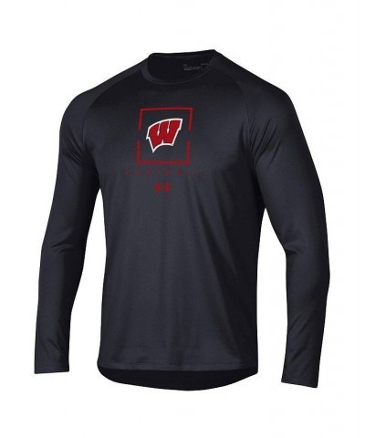 Men's Black Wisconsin Badgers Football Raglan Long Sleeve T-shirt $28.04 T-Shirts