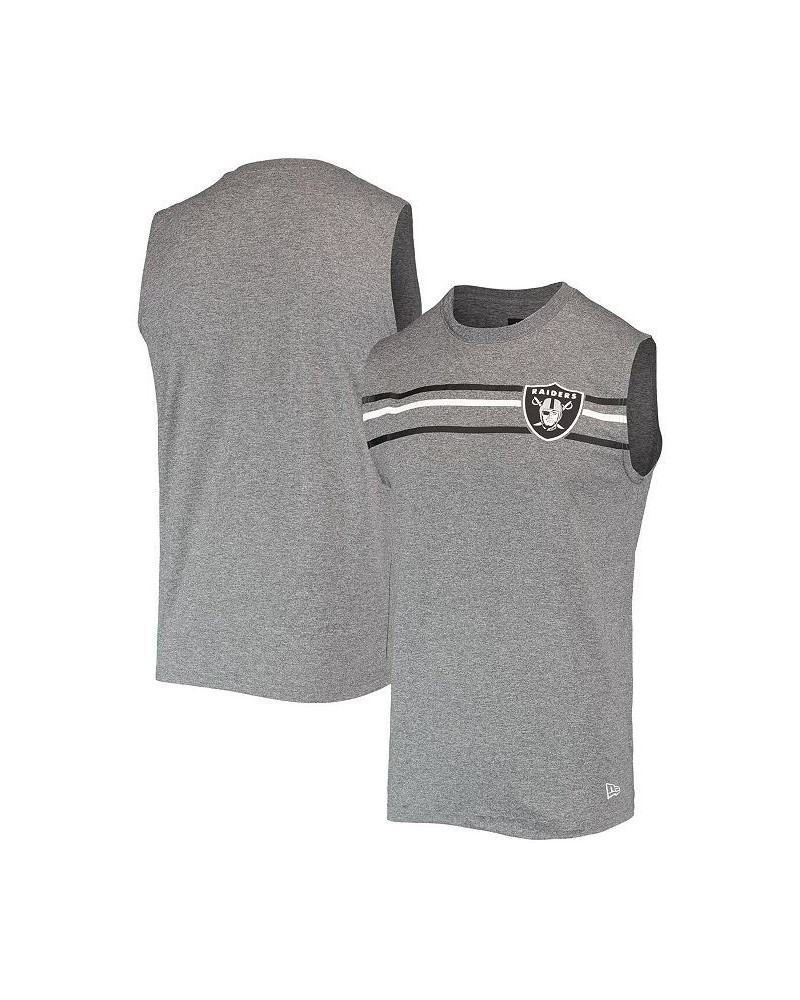 Men's Heathered Gray Las Vegas Raiders Brushed Sleeveless Tank Top $17.33 T-Shirts