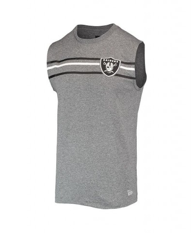 Men's Heathered Gray Las Vegas Raiders Brushed Sleeveless Tank Top $17.33 T-Shirts