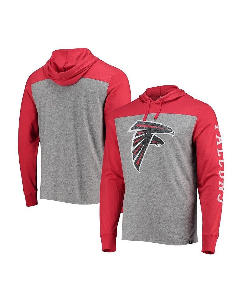 Men's Heathered Gray and Red Atlanta Falcons Franklin Wooster Long Sleeve Hoodie T-shirt $30.55 T-Shirts