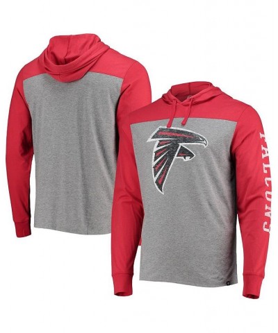 Men's Heathered Gray and Red Atlanta Falcons Franklin Wooster Long Sleeve Hoodie T-shirt $30.55 T-Shirts