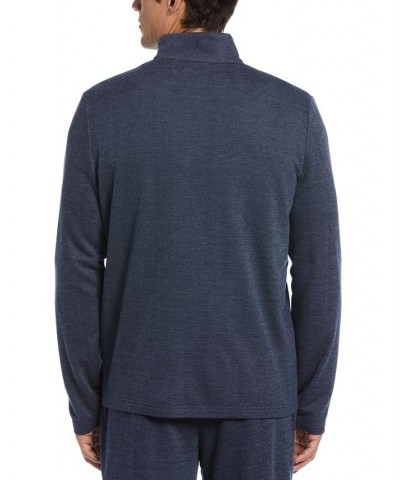 Men's Heathered Textured-Knit 1/4-Zip Fleece Pajama Sweater Blue $15.03 Pajama