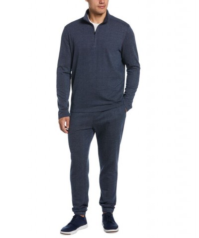 Men's Heathered Textured-Knit 1/4-Zip Fleece Pajama Sweater Blue $15.03 Pajama