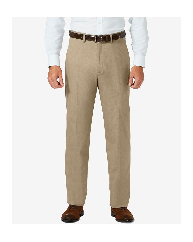 J.M. Sharkskin Classic-Fit Flat Front Hidden Expandable Waistband Dress Pants Tan/Beige $30.24 Pants