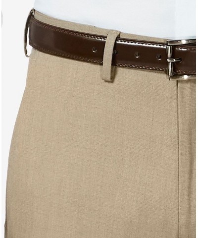 J.M. Sharkskin Classic-Fit Flat Front Hidden Expandable Waistband Dress Pants Tan/Beige $30.24 Pants