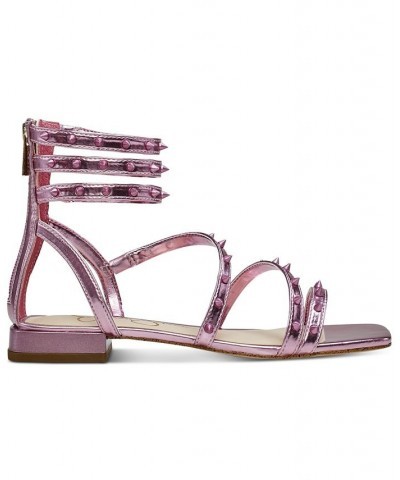 Women's Cenedra Studded Strappy Gladiator Sandals Pink $51.48 Shoes