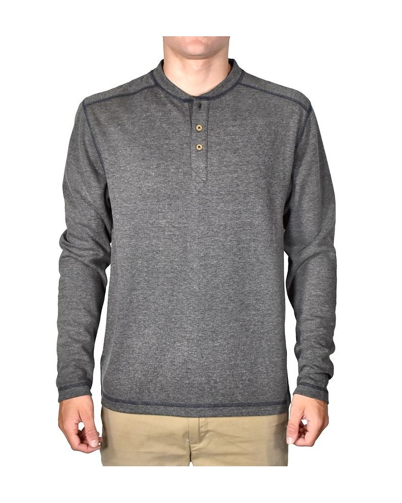 Men's Stretch Button-Placket Topstitched Henley Shirt PD01 $36.70 Shirts