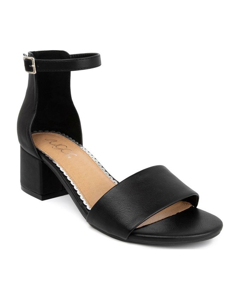 Women's Noelle Low Dress Sandals Black Smooth $26.65 Shoes