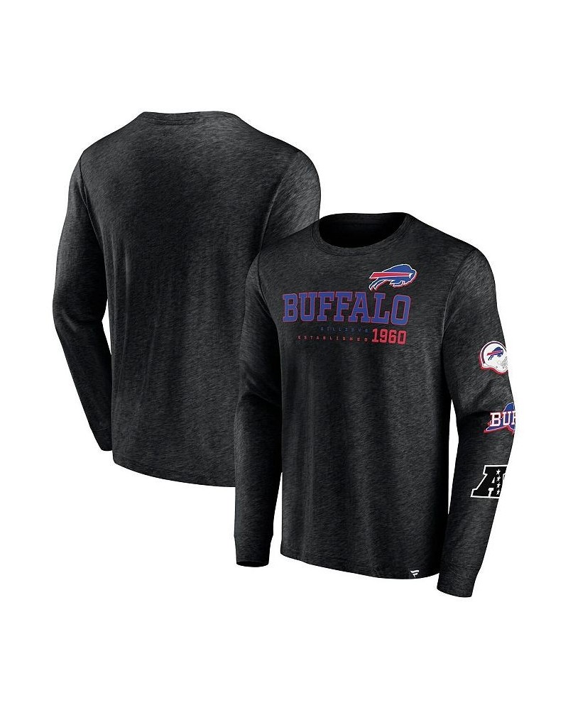 Men's Branded Heather Black Buffalo Bills High Whip Pitcher Long Sleeve T-shirt $29.99 T-Shirts