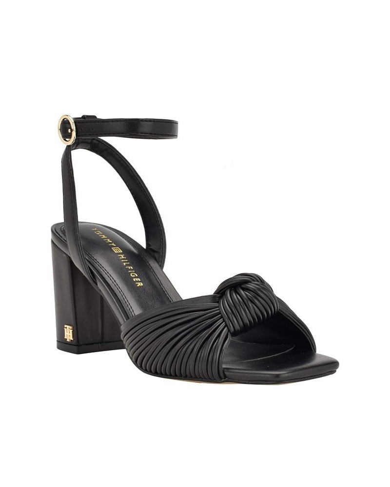 Women's Sarifina Block Heeled Dress Sandals Black $43.61 Shoes