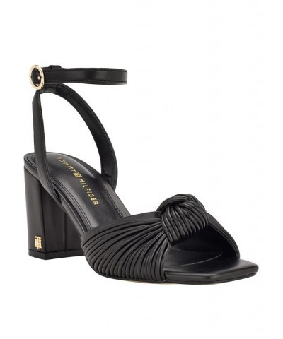 Women's Sarifina Block Heeled Dress Sandals Black $43.61 Shoes