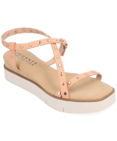 Women's Lindsay Studded Platform Sandals Pink $49.00 Shoes