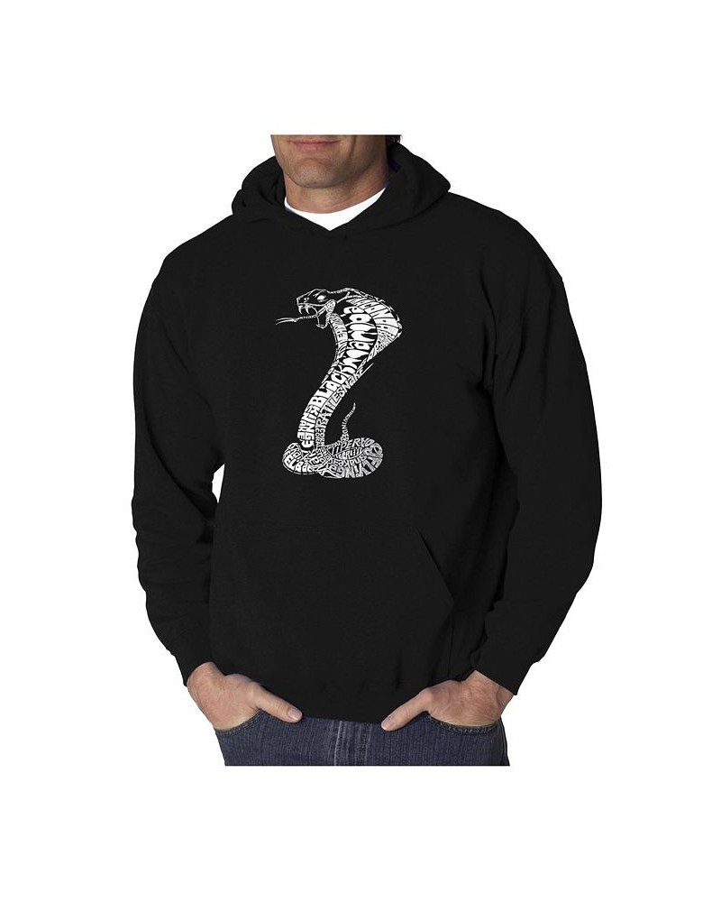 Men's Word Art Hooded Sweatshirt - Types of Snakes Black $25.80 Sweatshirt