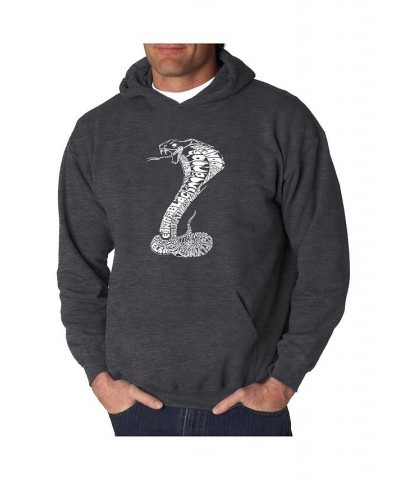 Men's Word Art Hooded Sweatshirt - Types of Snakes Black $25.80 Sweatshirt