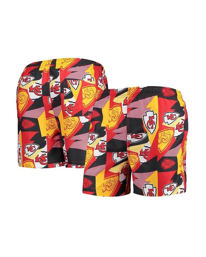 Men's Red and Gold Kansas City Chiefs Geo Print Swim Trunks $35.39 Swimsuits