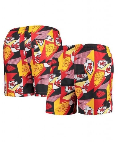 Men's Red and Gold Kansas City Chiefs Geo Print Swim Trunks $35.39 Swimsuits