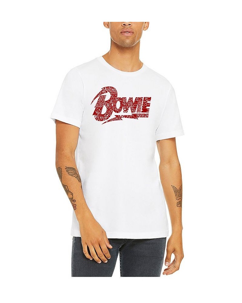 Men's David Bowie Logo Word Art T-shirt White $20.64 T-Shirts