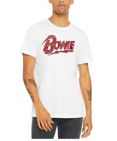 Men's David Bowie Logo Word Art T-shirt White $20.64 T-Shirts