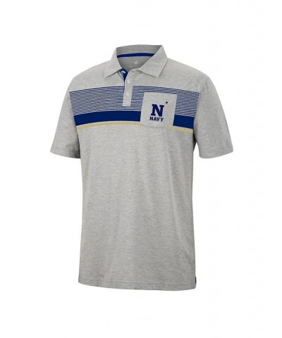 Men's Heathered Gray Navy Midshipmen Golfer Pocket Polo Shirt $28.04 Polo Shirts