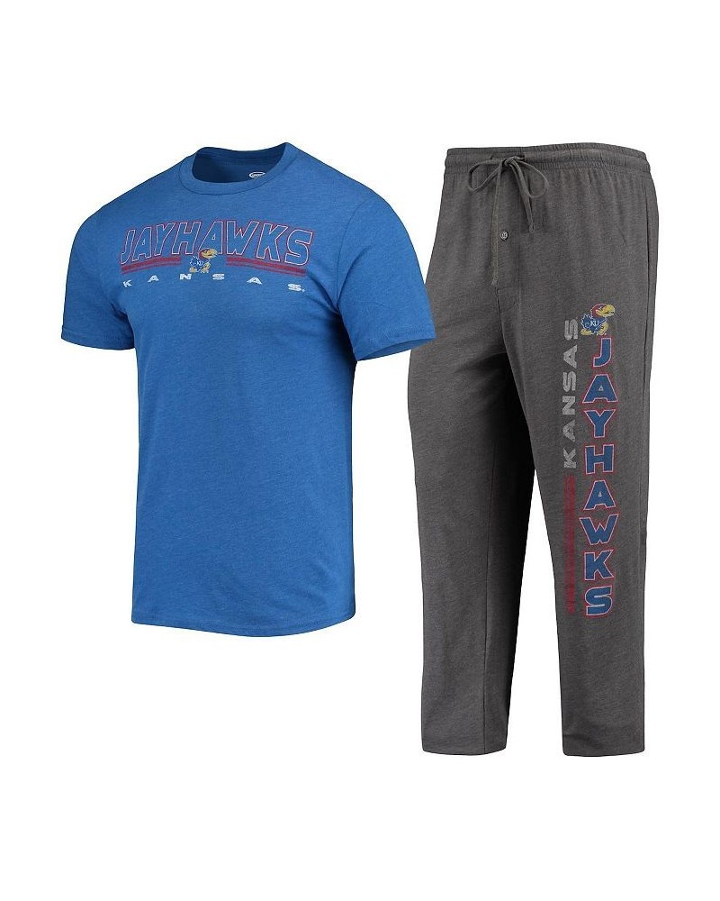 Men's Heathered Charcoal, Royal Kansas Jayhawks Meter T-shirt and Pants Sleep Set $36.39 Pajama