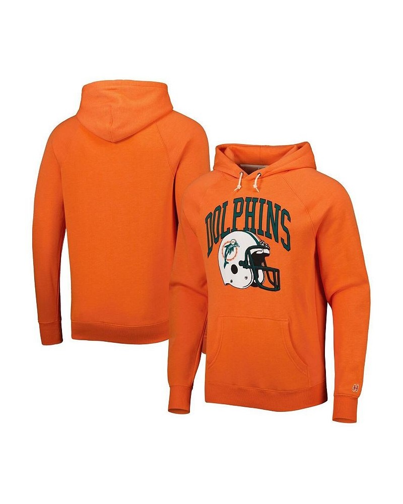 Men's Orange Miami Dolphins Retro Helmet Tri-Blend Raglan Pullover Hoodie $39.36 Sweatshirt