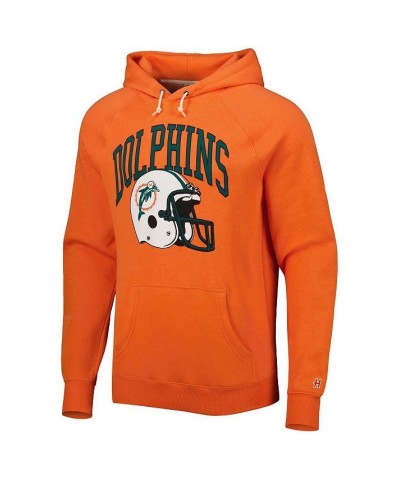 Men's Orange Miami Dolphins Retro Helmet Tri-Blend Raglan Pullover Hoodie $39.36 Sweatshirt