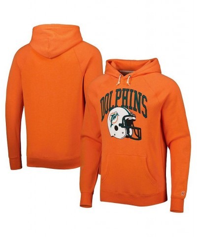 Men's Orange Miami Dolphins Retro Helmet Tri-Blend Raglan Pullover Hoodie $39.36 Sweatshirt