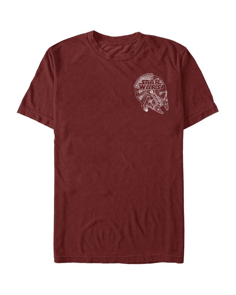 Star Wars Men's Logo On Millenium Falcon Short Sleeve T-Shirt Red $20.29 T-Shirts