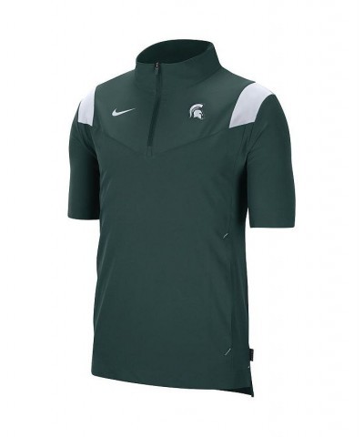 Men's Green Michigan State Spartans 2021 Coaches Short Sleeve Quarter-Zip Jacket $33.47 Jackets