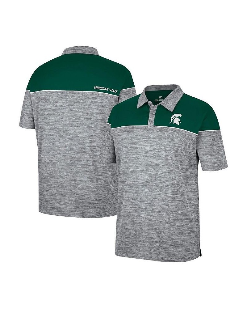 Men's Heathered Gray, Green Michigan State Spartans Birdie Polo Shirt $27.50 Polo Shirts