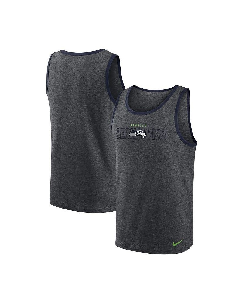 Men's Heathered Charcoal Seattle Seahawks Tri-Blend Tank Top $23.39 T-Shirts