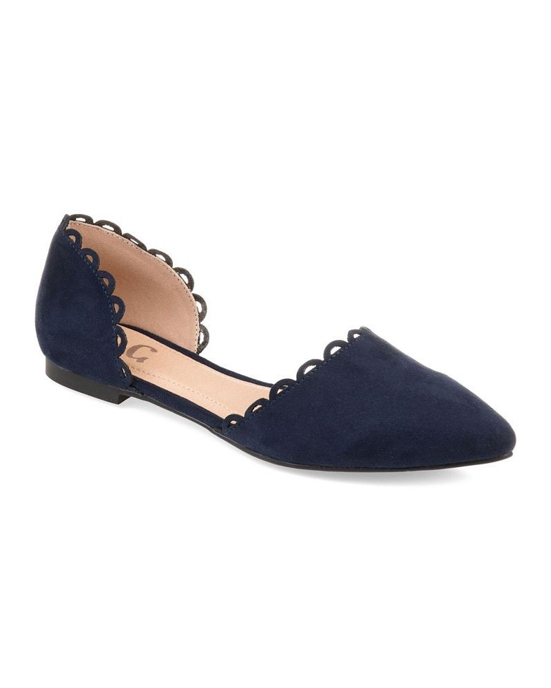 Women's Jezlin Scalloped Flats Blue $33.60 Shoes