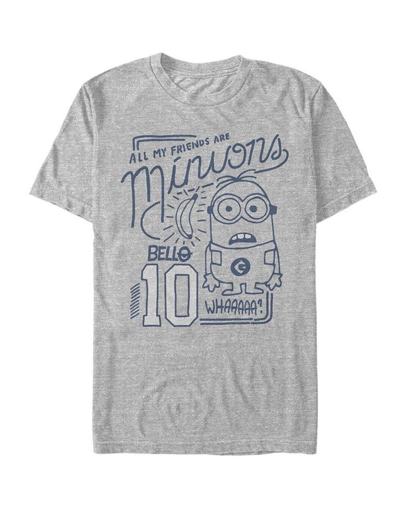 Minions Men's Bob All My Friends Are Short Sleeve T-Shirt Gray $16.80 T-Shirts