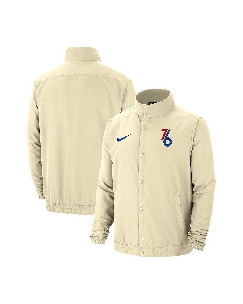 Men's Cream Philadelphia 76ers City Edition Lightweight DNA Full-Snap Jacket $48.59 Jackets