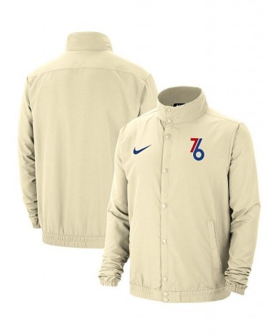 Men's Cream Philadelphia 76ers City Edition Lightweight DNA Full-Snap Jacket $48.59 Jackets