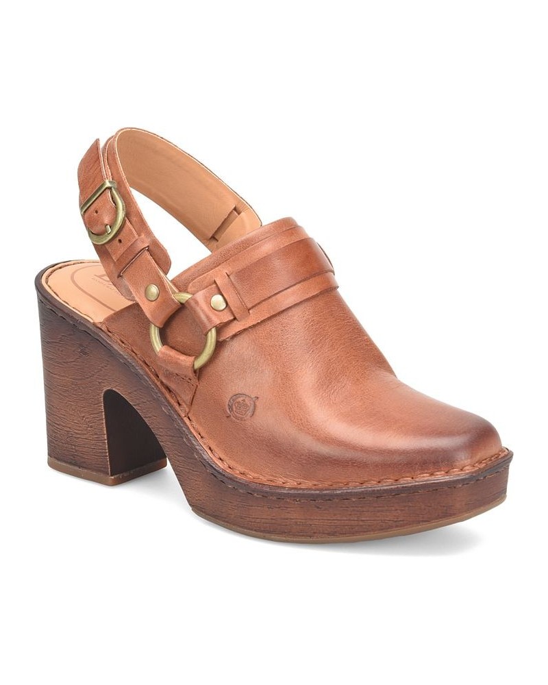 Women's Hudson Comfort Clogs Cognac Brown Leather $37.40 Shoes