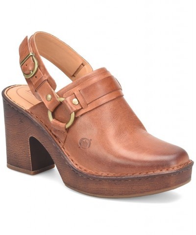 Women's Hudson Comfort Clogs Cognac Brown Leather $37.40 Shoes