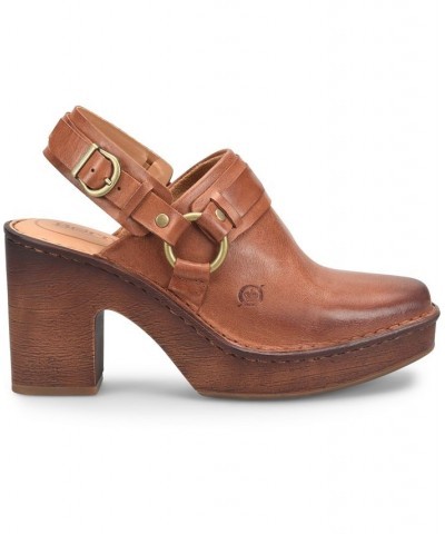 Women's Hudson Comfort Clogs Cognac Brown Leather $37.40 Shoes