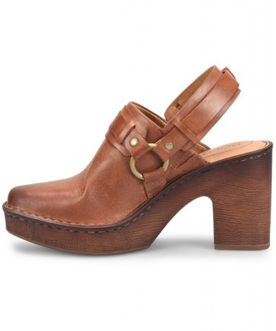 Women's Hudson Comfort Clogs Cognac Brown Leather $37.40 Shoes