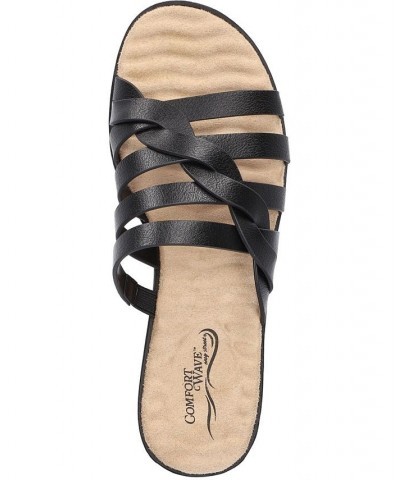 Women's Comfort Wave Sheri Slide Sandals Black $27.95 Shoes